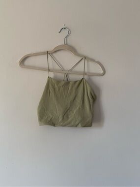 Nike Ribbed Sage Green Strappy Longline Sports Bra